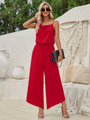 Women's Jumpsuit Elegant Solid Color Suspender Wide Leg Waist Closing-6
