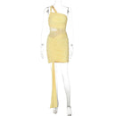 Women's Short Dress Off Shoulder Backless Elegant Ruched Mesh-23