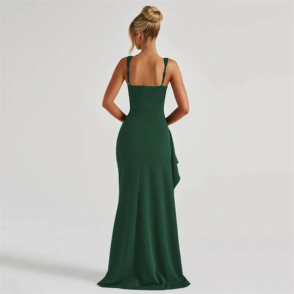 Women's Long Dress Sexy Elegant Spaghetti Straps Backless Split