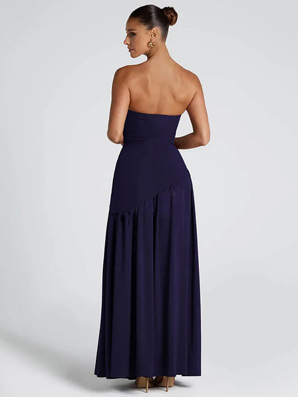 Sexy Maxi Dress Women Gown Strapless Elegant Off Shoulder Backless High Split