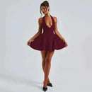 Women's Mini Dress Pleated A-Line Backless Sleeveless Sexy Elegant Gown