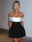 Women's Sexy Mini Dress Elegant Bow Strapless Off-Shoulder A-Line