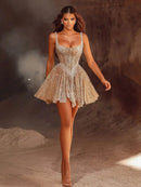 Sexy Mini A-line Graduation Ball Dress Shiny Square Neck and Thin Strap Graduation Dress Cocktail Party Dress Customization-9