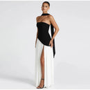 Women's Sexy Maxi Dress Elegant Strapless Backless High Slit Evening