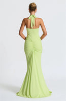 Sexy Maxi Dress Deep V-Neck Ruched Backless Elegant for Women