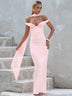 Women's Sexy Maxi Dress Elegant Off Shoulder Backless Patchwork