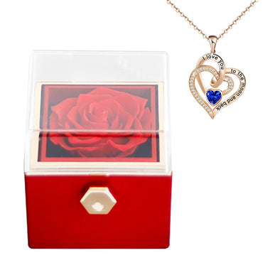 For Girlfriend Rotating Rose Necklace Gift box Jewelry With Flower