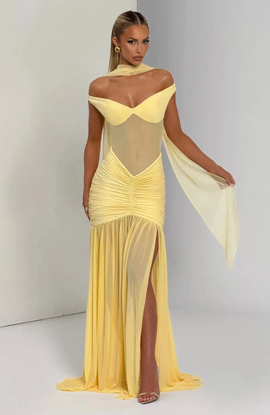Women's Sexy Maxi Dress Off Shoulder Deep Slit Backless Elegant