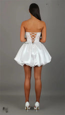 Luna Custom Made Short Mini Wedding Dress with Sweetheart Neckline & Lace Appliqué