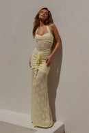 Women's Sexy Maxi Dress Elegant Lace Draped Ruched Backless Party-10