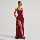 Women's Long Dress Sexy Elegant Spaghetti Straps Backless Split