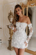 Jade Custom Made Short Wedding Dress Beaded & Floral with Sleeves