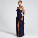 Sexy Maxi Dress Women Gown Strapless Elegant Off Shoulder Backless High Split-12