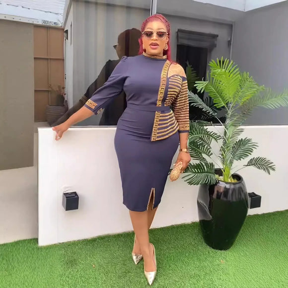 Women's Sexy Midi Dress Elegant Plus Size Dashiki Style Party Wear