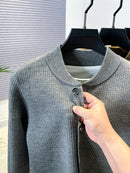 Men’s Premium Knitted Cardigan Long Sleeve Baseball Collar Casual Sweater-9