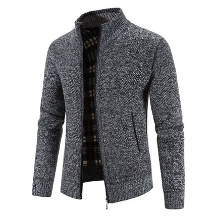 Men's Cardigan Large Size Stand Collar Warm Knit Sweater Coat Youth Wool