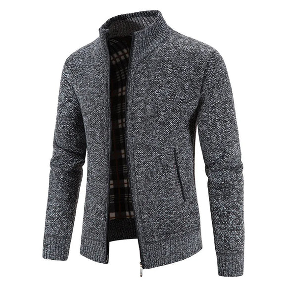 Men's Cardigan Large Size Stand Collar Warm Knit Sweater Coat Youth Wool