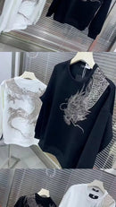 Men's Sweatshirt Pullover Elegant Dragon Print Loose Long Sleeve-4