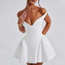 Sexy Mini Dress for Women Elegant Deep V Neck Sleeveless Shoulder Chic-7