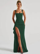 Women's Long Dress Sexy Elegant Spaghetti Straps Backless Split-31