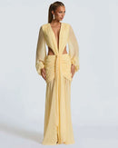 Robe Maxi Élégante Pour Femme Manches Longues Col V Profond Dos Nu.-9