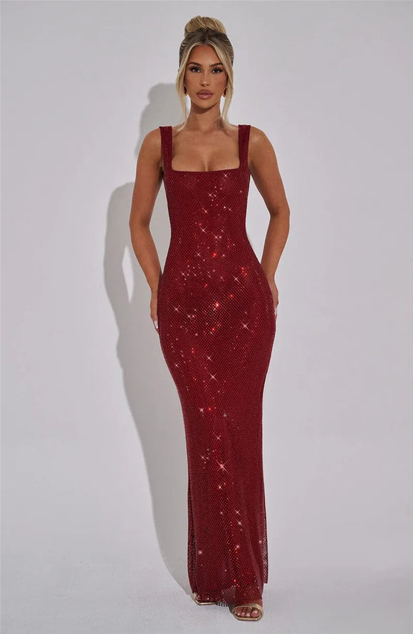 Women's Sexy Long Dress Backless Sequin Sleeveless Elegant Gown