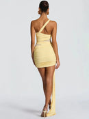 Women's Short Dress Off Shoulder Backless Elegant Ruched Mesh