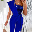 Women’s Jumpsuit Wedding Guest Elegant Sequins One Shoulder Bodycon-6