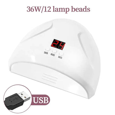 Buy white USB Nail Phototherapy Lamp 36W – 12 UV LEDs Gel Nail Curing Machine Infrared