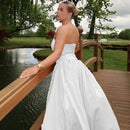 Vestido largo sexy con corsé abullonado elegante plisado y abertura-11