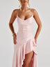 Elegant Sexy Maxi Dress Satin Women Spaghetti Straps Backless Slit