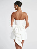 Women's Sexy Short Dress Strapless Beaded Backless Elegant Off Shoulder