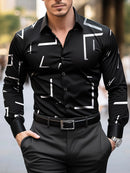 Men's Shirt Elegant Striped Casual Soft Lapel Plus Size Office Top
