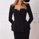 Women's Set Elegant Skirt Two Piece Slim Long Sleeve Suit-16