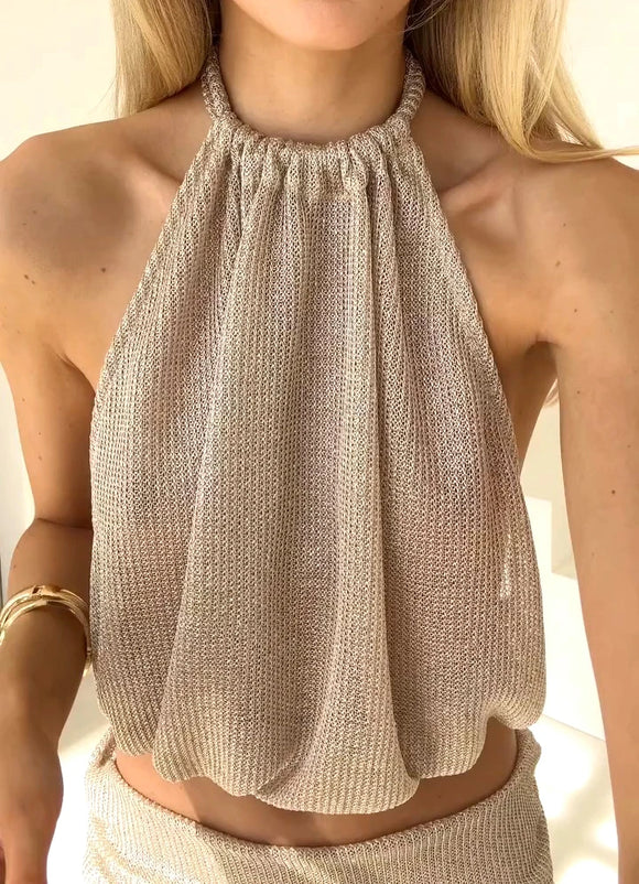 Sexy Knit Sets Backless Wrap Lace-Up Top Chic Elegant Cover-Ups For Women