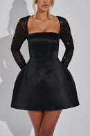 Women's Mini Dress Chic Elegant Sequin Long Sleeve Backless-14