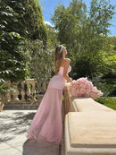 Elegant Set For women Long Skirt Side Slit Corset Top Lace Hem-5