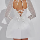 Women's Mini Dress Chic Elegant Sequin Long Sleeve Backless-2