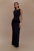 Women's Sexy Long Dress Elegant Ruched Backless Bodycon with High Slit-16