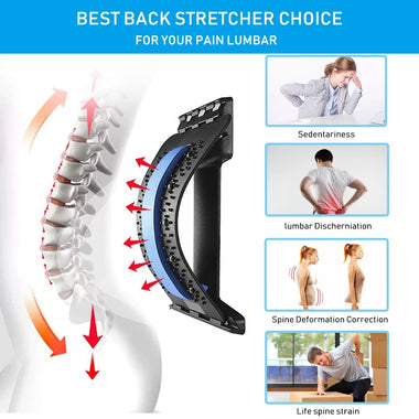 Back Stretcher & Lumbar Support Device – 3-Level Spine Massager