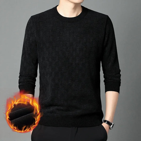 Men’s Sweater Pullover Knitted Warm Thick Chenille Jacquard Round Neck