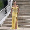 Women's Sexy Maxi Dress Elegant Pleated Lace Patchwork Evening Party