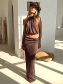 Sexy Knit Sets Backless Wrap Lace-Up Top Chic Elegant Cover-Ups For Women