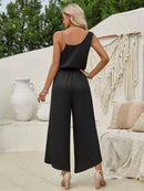 Women's Jumpsuit Elegant Solid Color Suspender Wide Leg Waist Closing-10