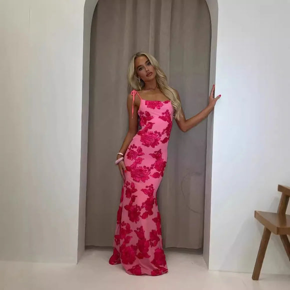 Women's Sexy Dress Embroidered Floral Patchwork Straps Princess