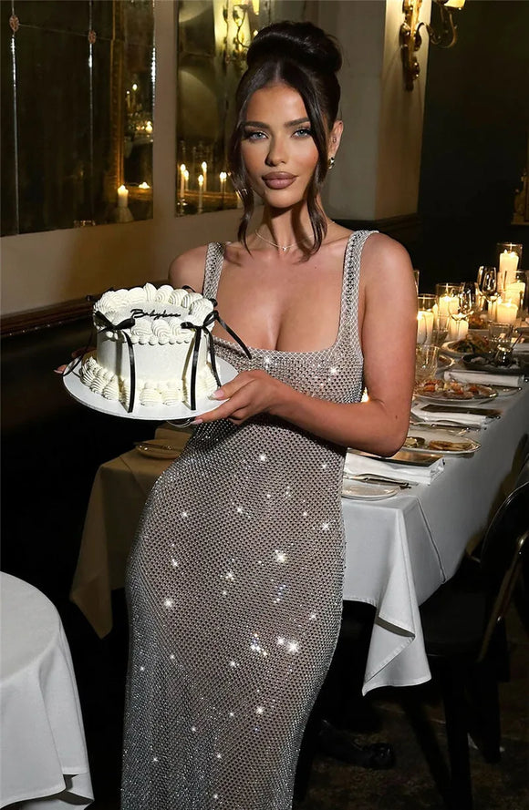 Women's Sexy Long Dress Backless Sequin Sleeveless Elegant Gown