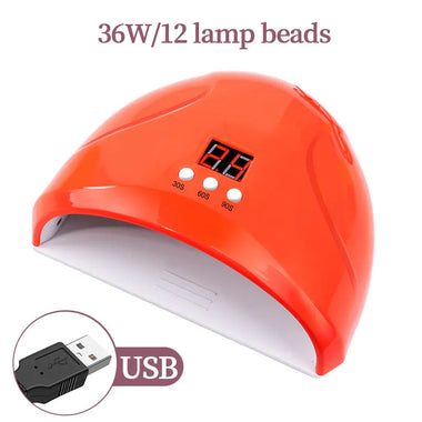 Buy red USB Nail Phototherapy Lamp 36W – 12 UV LEDs Gel Nail Curing Machine Infrared