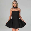 Women's Mini Dress Pleated A-Line Backless Sleeveless Sexy Elegant Gown