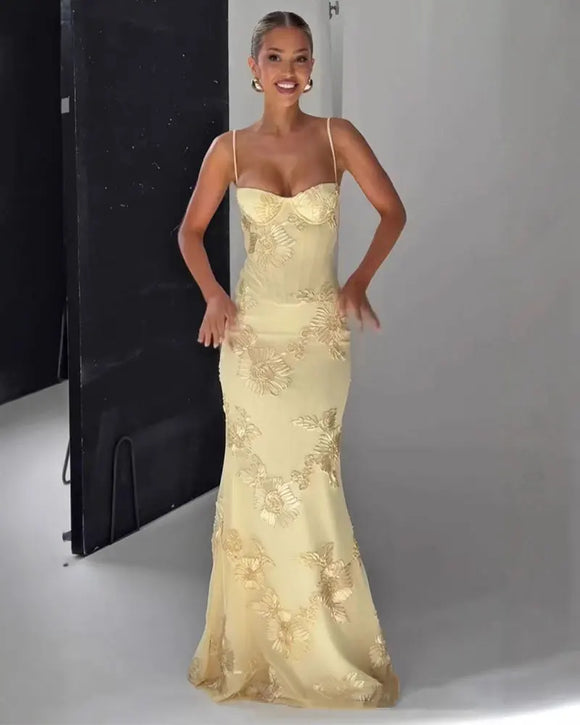 Women's Mermaid Sexy Maxi Dress Elegant Backless Corset Straps