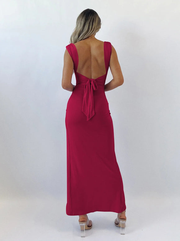 Women's Sexy Maxi Dress Plus Size Lace Up Backless Slit Elegant Party